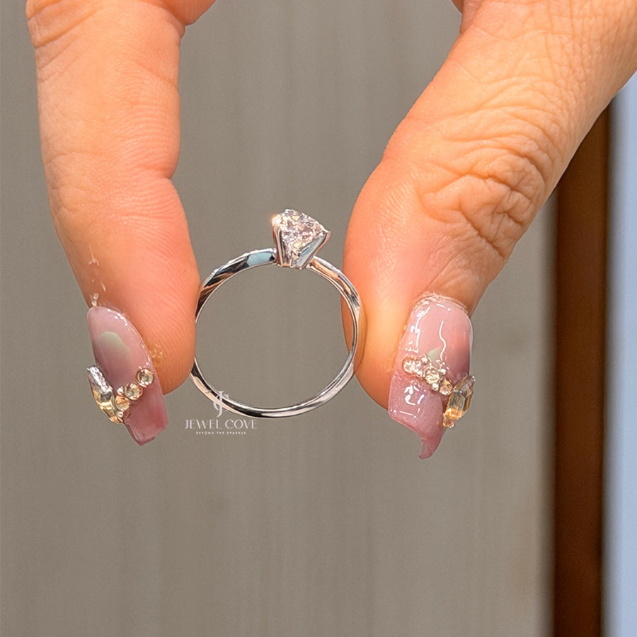 Pear Solitaire Lab Grown Diamonds Thin Band | IGI Certified | E-F Color
