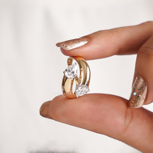 Pear Open Cuff Wedding Ring | 14K Yellow Gold | Lab Grown Diamonds | IGI Certified