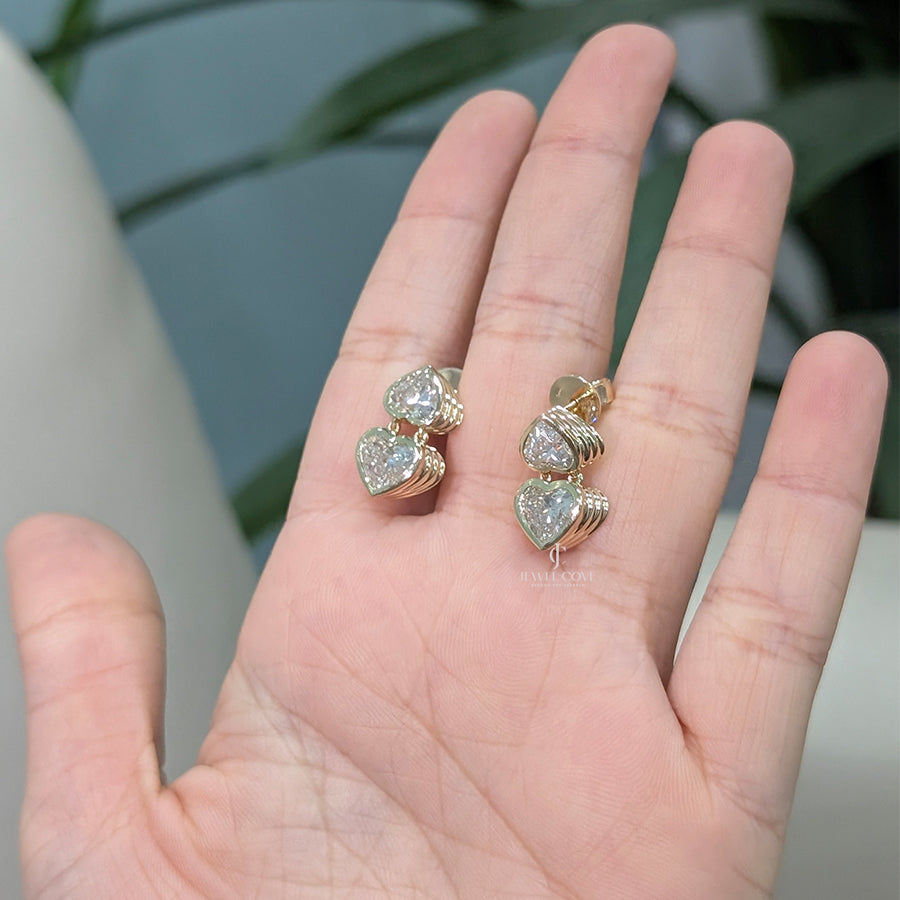 18K Heart Lab Grown Diamond Hanging Earrings For Her | IGI Certified