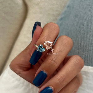 Fancy Vivid Pink and Blue Heart Toi-et-Moi Lab Grown diamond Ring | IGI Certificate