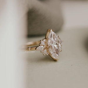 3CT Marquise vintage Engagement Ring | IGI Certified | Lab Grown Diamond Cluster Ring