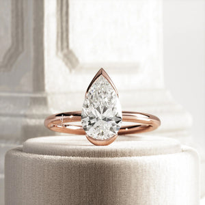 2 CT Pear Moissanite diamond IGI Certified ring | Bezel Setting | IGI Certified | Solitaire Ring