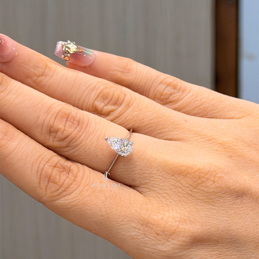 1CT Emerald Solitaire Daily Wear Ring | Moissanite Diamonds | GRA Certified