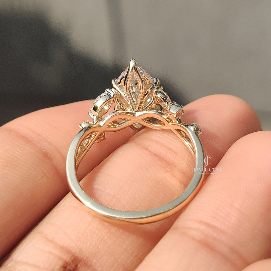 3CT Marquise Cut Lab Grown Cluster Ring | IGI Certified | VVS-VS | EF Color