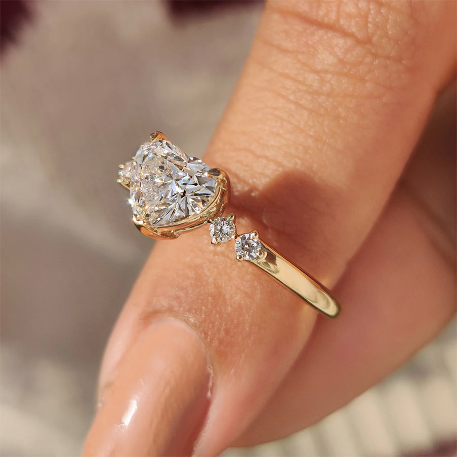 5 Stone Heart Cut Diamond Wedding Ring | Lab Grown Diamonds | IGI Certified