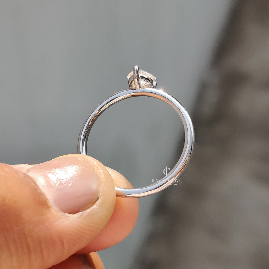 0.50 CT Heart Shape Daily Wear Ring | Moissanite Diamonds | IGI Certified | E-F Color