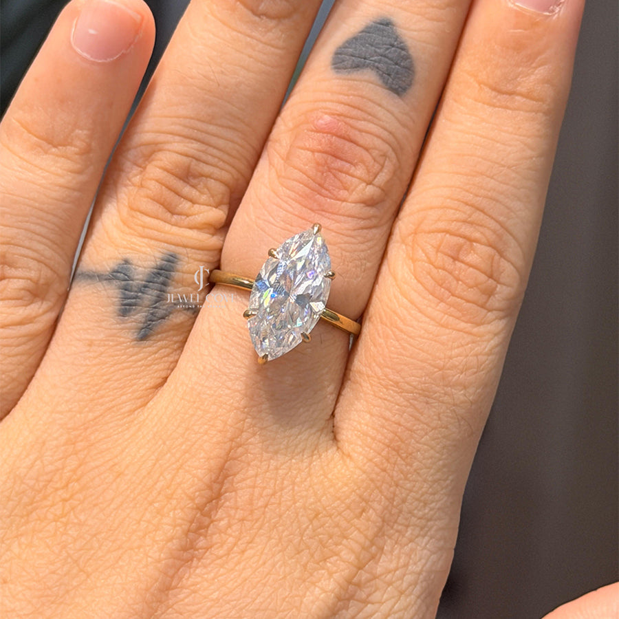 4CT Marquise Solitaire Engagement Ring |  Lab Grown Diamonds | IGI Certificate