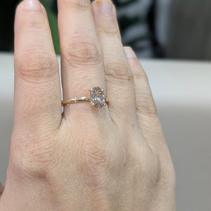 Champagne Old Mine Oval Lab Grown IGI Certified Ring