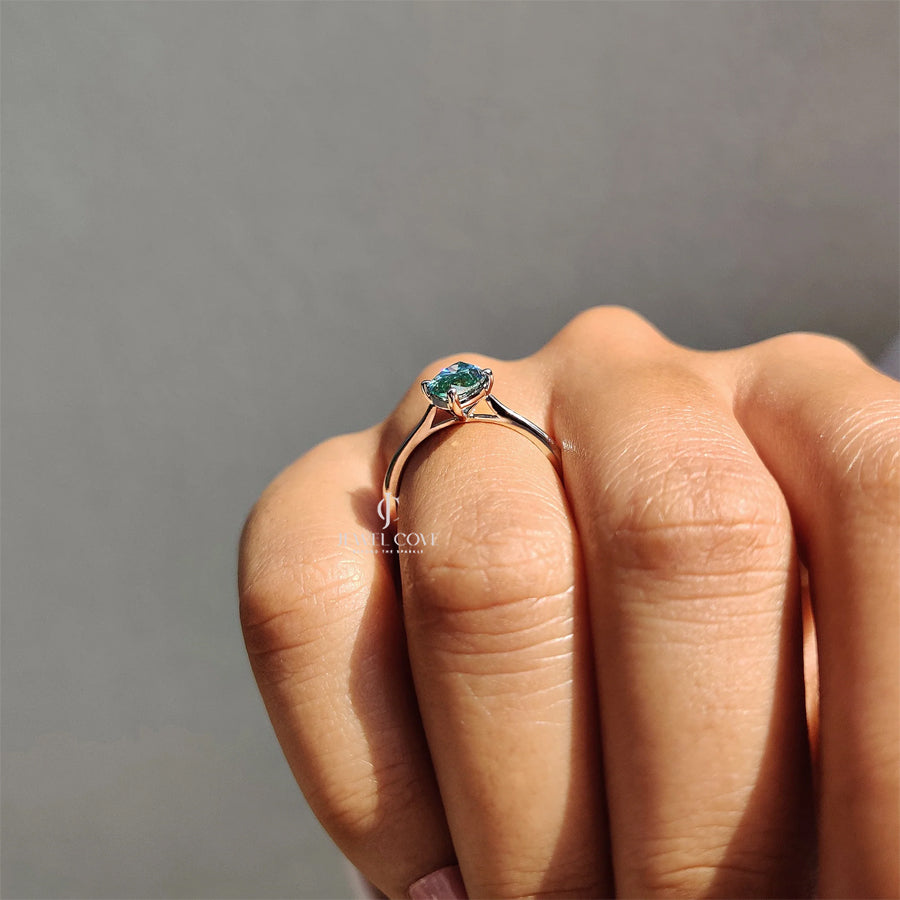 Cyan Blue Marquise Lab Grown Engagement Ring | VVS-VS EF Color | IGI Certified