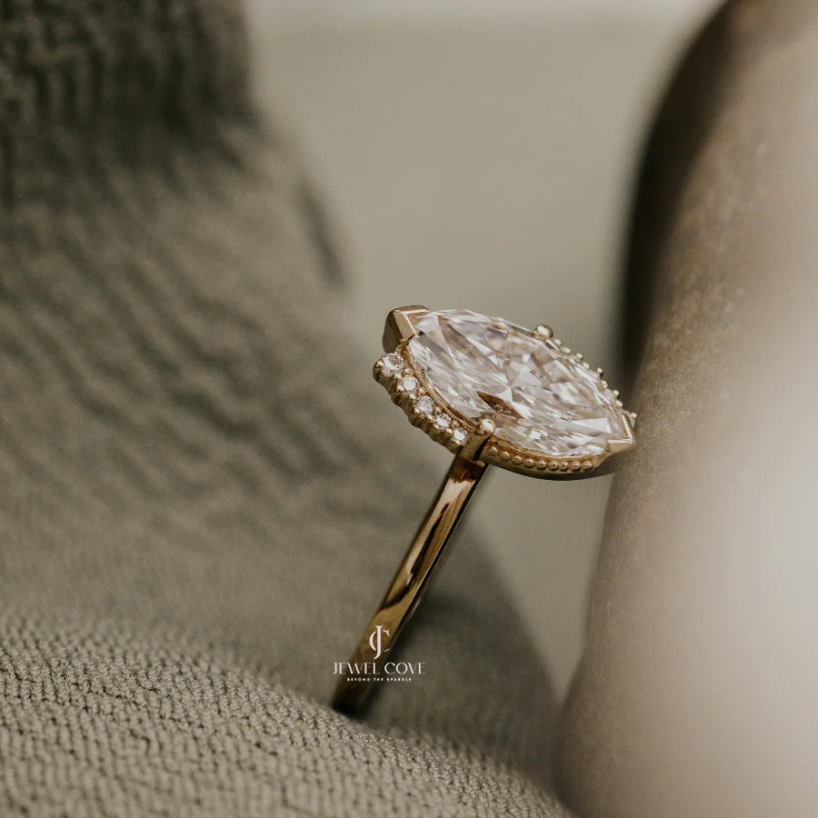 2CT Marquise Solitaire vintage Engagement Ring | IGI Certified | Lab Grown | E-F Color