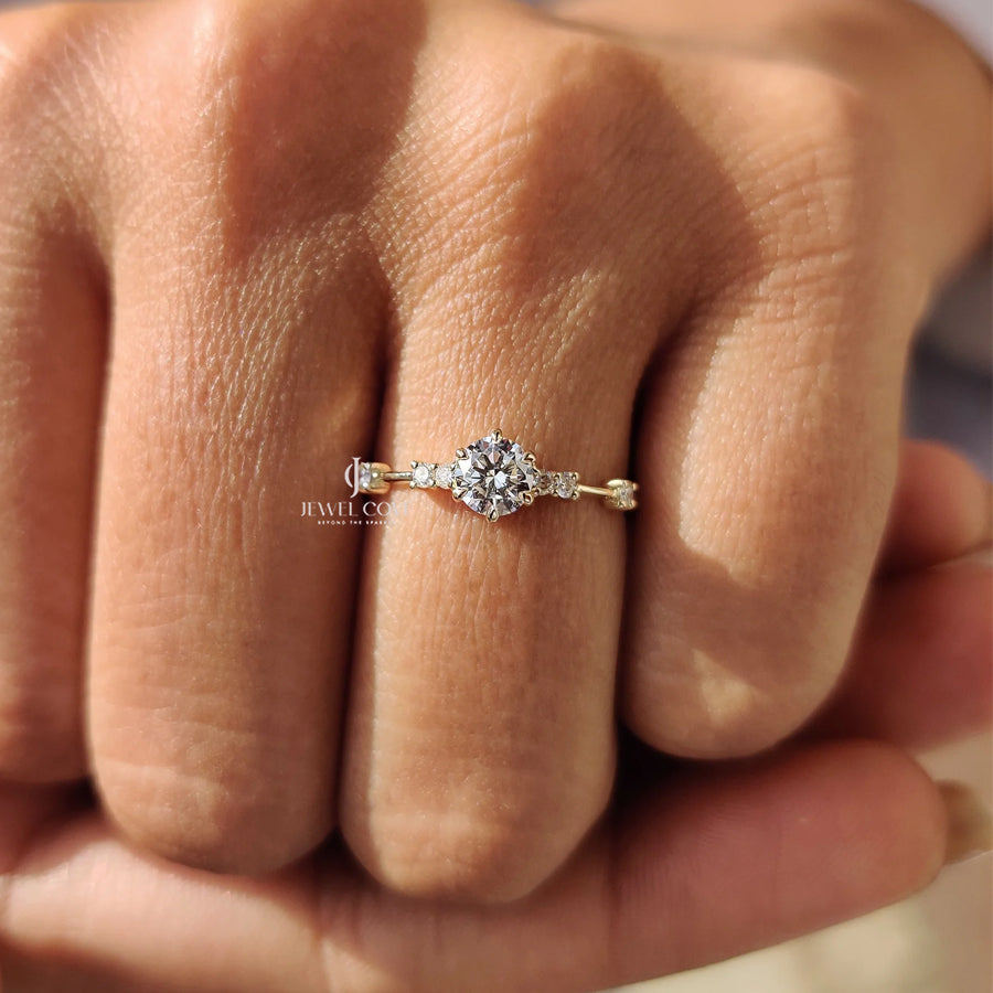 Round Diamond Engagement Ring with Muse Setting | Moissanite Diamonds | GRA Certified