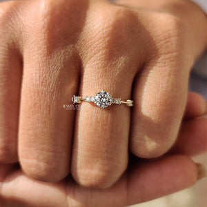 Round Diamond Engagement Ring with Muse Setting | Moissanite Diamonds | GRA Certified