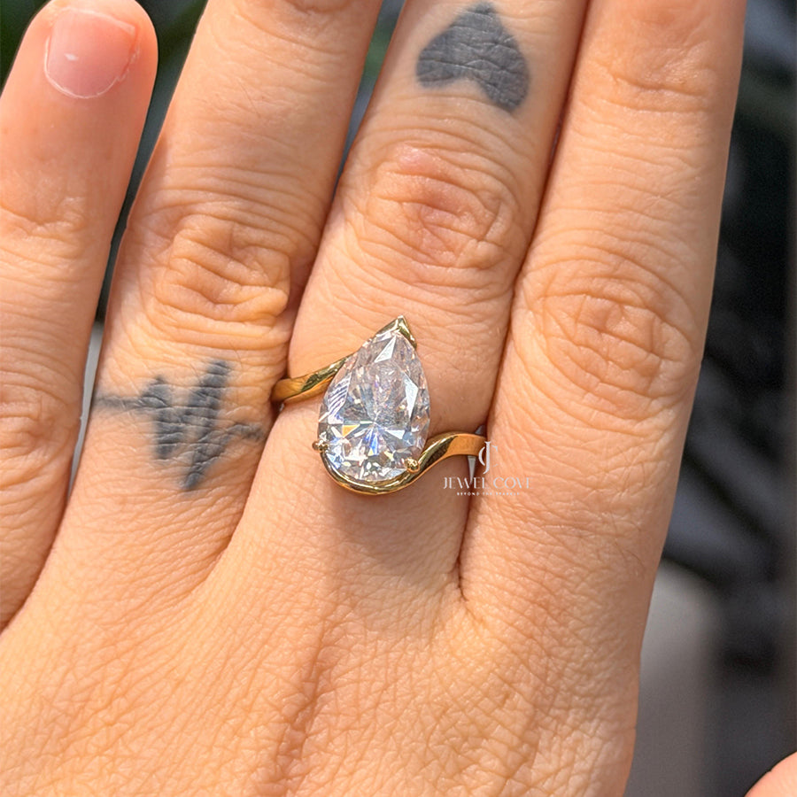 3.5CT Split Shank Pear Lab Grown Engagement Ring | Lab Grown Diamonds | GRA Certified