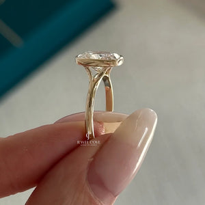 3 CT Cushion Moissanite diamond ring | Bezel Setting | Split Shank | IGI Certified | Solitaire Ring