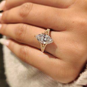 Marquise Cut Vintage Diamond Ring with Filigree Details | Lab Grown Diamonds | IGI Certified