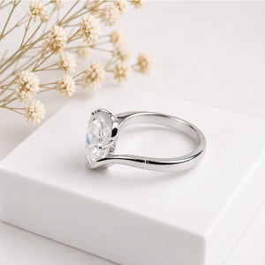 2CT Oval Solitaire Diamond White Gold Ring | Moissanite Diamonds | GRA Certified