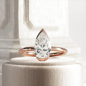 2 CT Pear Lab-Grown diamond IGI Certified ring | Bezel Setting | IGI Certified | Solitaire Ring