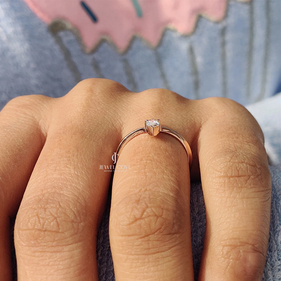 2 Stone Lab Grown Delicate Ring With Pear and Round Diamond | IGI Certified