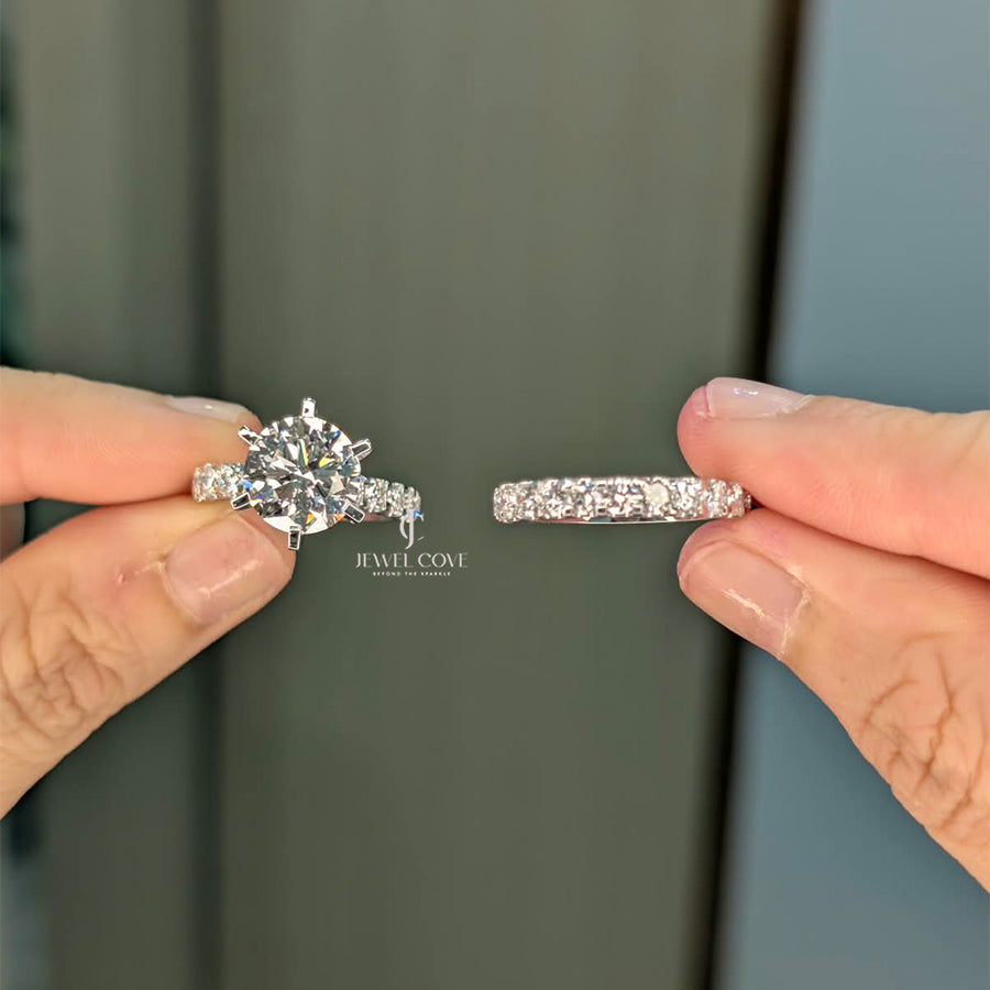 3.5CT Round Lab Grown Diamond IGI Certified Ring | Bridal Set Ring | Ring For Engagement