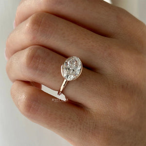 3 CT Oval lab-grown diamond ring | Half Bezel Setting | IGI Certified | Solitaire Ring