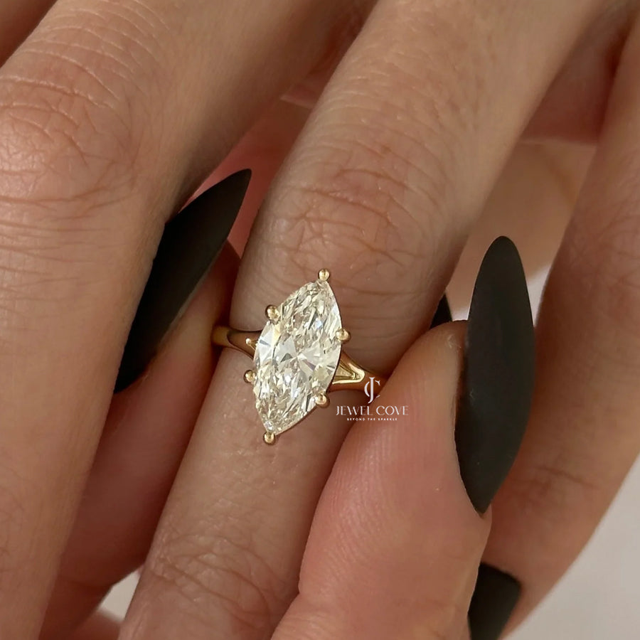 2CT Marquise Lab-Grown diamond ring | 6 Prong | Split Shank | IGI Certified | Solitaire Ring