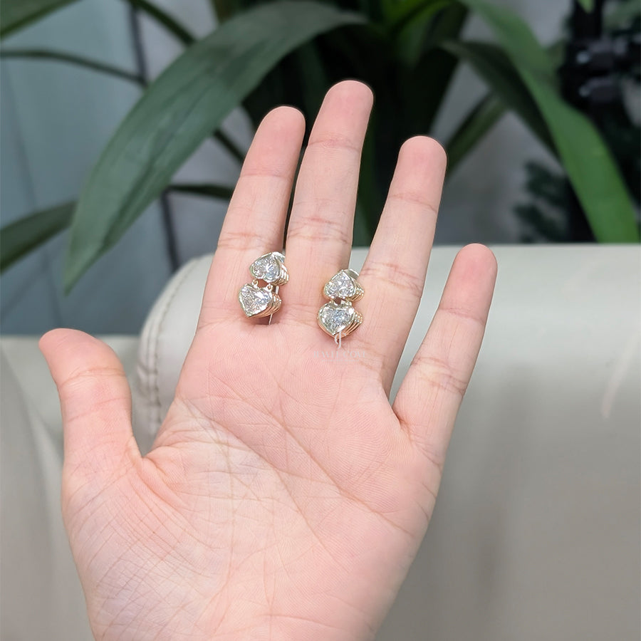 18K Heart Lab Grown Diamond Hanging Earrings For Her | IGI Certified