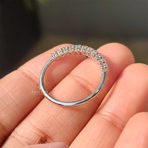 Oval Cut Pink Diamond Wedding Band In Half Eternity Style | Lab Grown Diamonds | IGI Certified