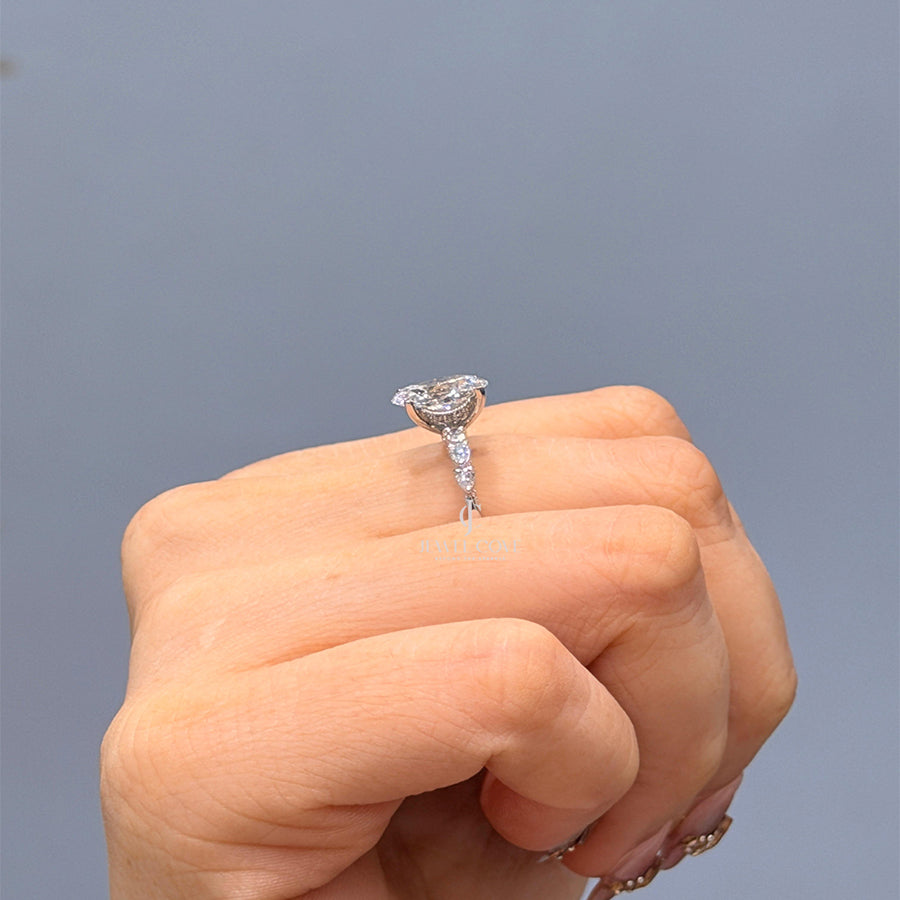 2CT Oval Vintage Style Hidden Halo Diamond Ring | Lab Grown Diamonds | IGI Certified