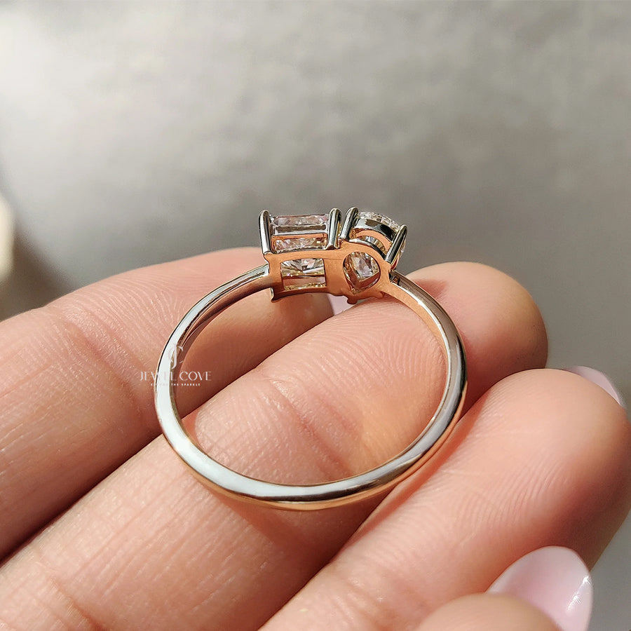 Toi Et Moi Engagement Ring With Princess And Pear Cut Diamond | Moissanite Diamonds | GRA Certified