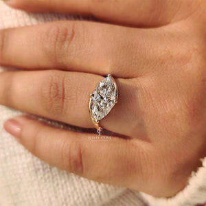 2CT Marquise Solitaire Ring in Bypass Setting | Lab Grown Diamonds | IGI Certified