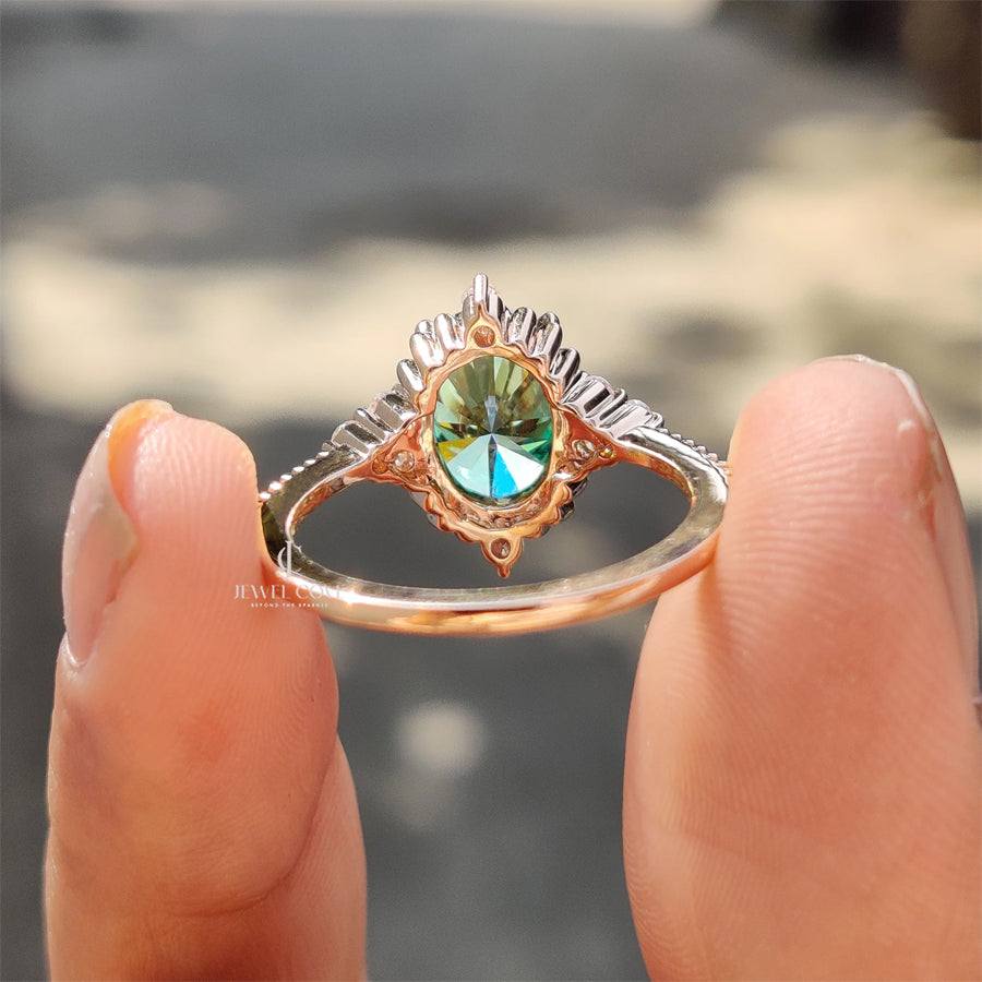 Oval Shaped Engagement Ring In Muse Style | Lab Grown Diamonds | IGI Certified