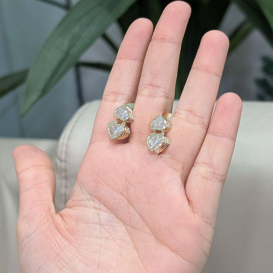 18K Heart Lab Grown Diamond Hanging Earrings For Her | IGI Certified