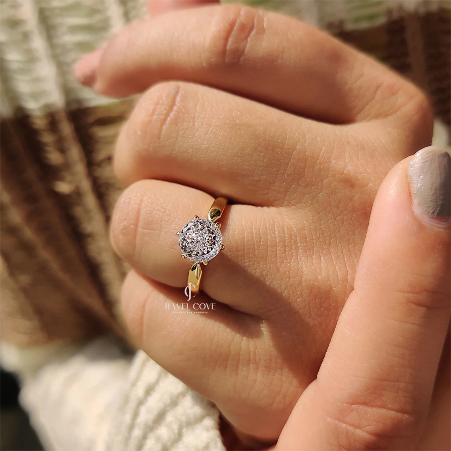 Portuguese Cut Diamond Ring With Tulip Setting | Lab Grown Diamond | solitaire ring | IGI Certified