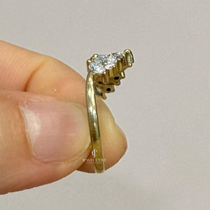 3.50 CT Pear Three Stone Ring | Marquise Wing Bridal Ring Set For Engagement Ring | Lab Grown Diamonds | IGI Certified