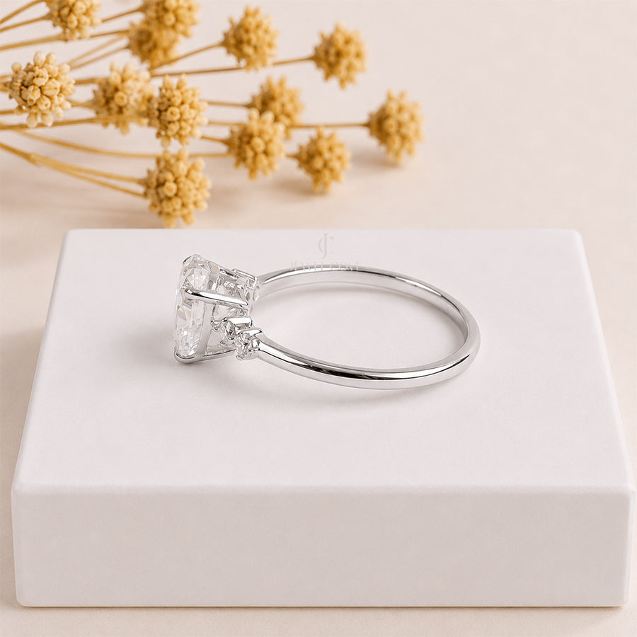 1CT Heart Cut with Round Diamond Promise Ring | Lab Grown Diamonds | IGI Certified