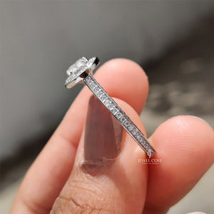 Bezel Halo Engagement Ring with Round Diamond | Lab Grown Diamonds | IGI Certified