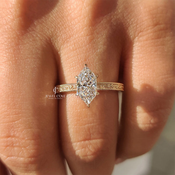 1CT Dutch Marquise Ring in Milgrain Setting | Lab Grown Diamonds | IGI Certified - hover