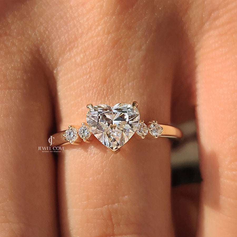 5 Stone Heart Cut Diamond Wedding Ring | Lab Grown Diamonds | IGI Certified