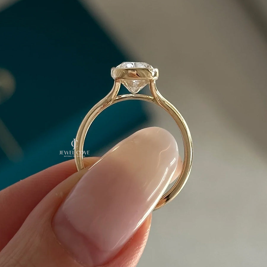 3 CT Cushion Moissanite diamond ring | Bezel Setting | Split Shank | IGI Certified | Solitaire Ring