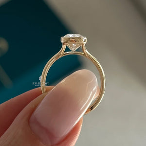 3 CT Cushion Moissanite diamond ring | Bezel Setting | Split Shank | IGI Certified | Solitaire Ring