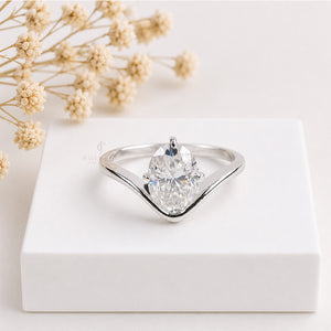 2CT Oval Solitaire Diamond White Gold Ring | Moissanite Diamonds | GRA Certified