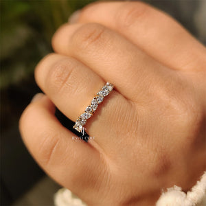 Half Eternity Style Marquise And Round Wedding Band| Lab Grown Diamonds | IGI Certified