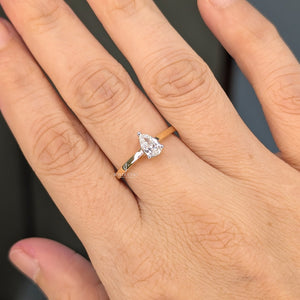 0.60 CT Pear Diamond Ring, 3 Prong Pear Engagement Ring | Lab Grown Diamonds | IGI Certified