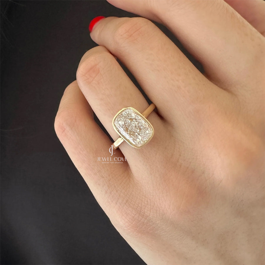 3 carat elongated cushion cut lab-grown diamond Ring | IGI Certified | E-F Color