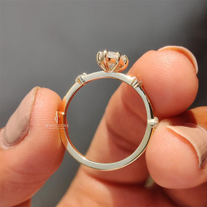 0.70CT Pear Moissanite Distance Pave Setting Diamond Ring | 925 Silver