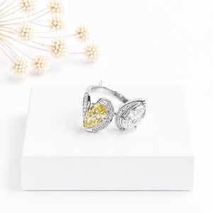 3CTW Yellow Pear Lab grown Diamond Ring For Her | Lab Grown Diamonds | IGI Certified