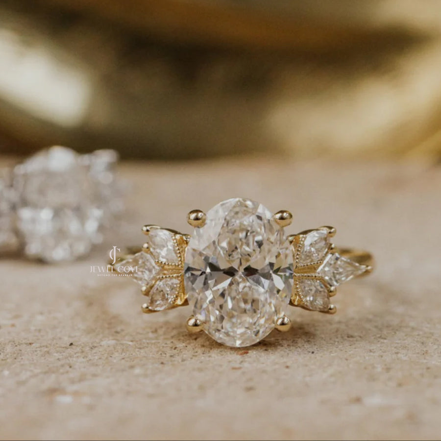 Oval Vintage Engagement Ring | IGI Certified | Lab Grown | EF Color