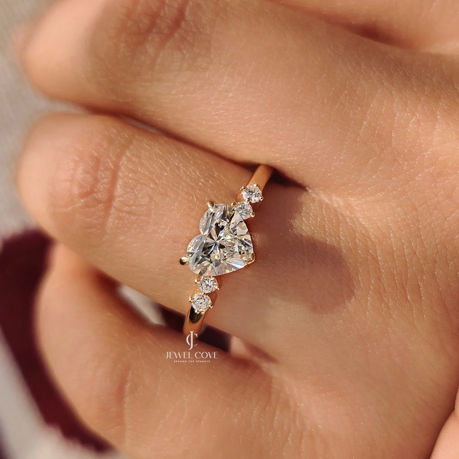5 Stone Heart Cut Diamond Wedding Ring | Lab Grown Diamonds | IGI Certified