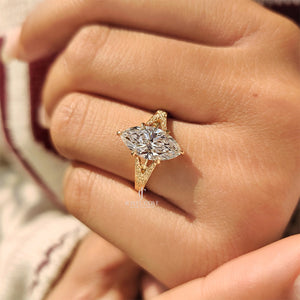 Marquise Cut Vintage Diamond Ring with Filigree Details | Lab Grown Diamonds | IGI Certified
