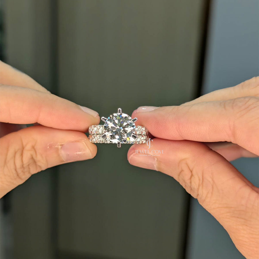 3.5CT Round Lab Grown Diamond IGI Certified Ring | Bridal Set Ring | Ring For Engagement